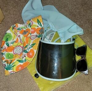 Kids Dust Proof Sun Hat Visor Bucket Hat, Sunglasses,  Lot Blue